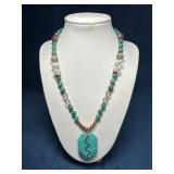 Copper, Amazonite, and Clear Quartz Beaded Necklac