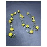 Vintage Green Glass Bead Necklace, 52 Inches Long