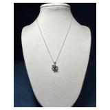 14k White Gold Necklace With Star Sapphire Charm