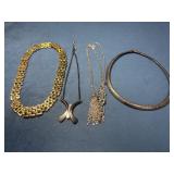 Four Mixed-Material Necklaces
