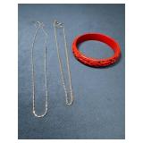 Cinnabar Bangle Bracelet with Sterling and Silver-