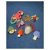 Wood and Clay Pendants and Pins