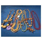 Six Wooden and Beaded Necklaces