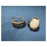 Two Sterling Silver Rings with Unique Design Featu