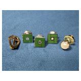 Four 10K Gold Pins and Faux Pearl Pin Set
