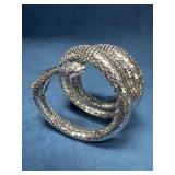 Silver Snake Coil Bracelet with Detailed Design