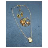 Gold-Tone Jewelry Set with Necklace, Earrings, and