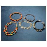 Set of Five Bracelets in Mixed Materials