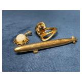 Three-Piece Jewelry Lot with Gold-Tone Accessories