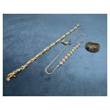 Three Sterling Silver Jewelry Pieces, 15.8 dwt Tot