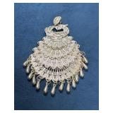 Large Intricate Peacock Pendant With Dangling Deta