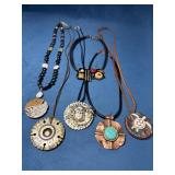 Seven Artisan Handmade Necklaces with Mixed Medium