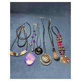 Six Artistic Pendant Necklaces on Various Cords