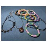 Two Necklaces and Nine Beaded Bracelets