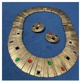 Gold-Tone Collar Necklace with Clip-On Earrings