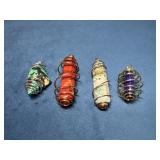 Four Wire-Wrapped Gemstone Pendants in Mixed Mater