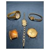 Three Vintage Watches and Two Watch Faces