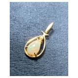 10k Gold and Opal Pendant in Teardrop Design