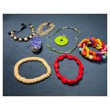 5 Bracelets, 2 Pendants, and 1 Beaded Necklace