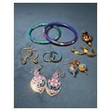 Cloisonnï¿½ Jewelry Including Earrings and Bangles