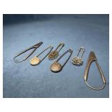 Set of Five Decorative Metal Safety Pins