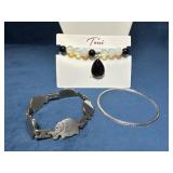 Three Bracelets Including Sterling and Beaded Desi