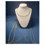 Gold Tone Chains and Slide Necklace Set