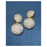 Vintage Gold-Tone Earrings With Rhinestone Accents