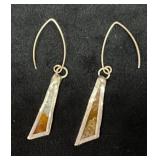 Dangling Earrings with Amber-Colored Accents