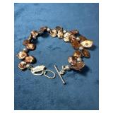 Pearl and Sterling Silver Bracelet with Toggle Cla