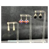 Three Pairs of Sterling Silver Earrings