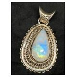 Sterling Silver Pendant with Teardrop Opal Inlay