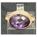 Gold Ring With Purple Amethyst Stone