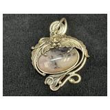 Ornate Pendant with Stone, Possibly Sterling Silve