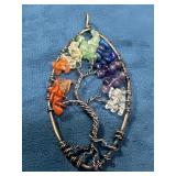 Tree of Life Gemstone Pendant with Copper Wire Wra