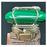 Silver Wire-Wrapped Malachite Ring Size 7