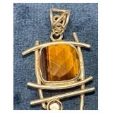Sterling Pendant With Tigers Eye and Semiprecious