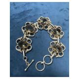 Sterling Bracelet with Smoky Quartz, Weighing 19.4
