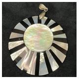 Black and White Pendant With Mother-of-Pearl Detai