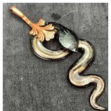 Glass Snake Pendant With Copper Bracelet Accent