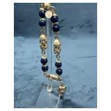 Sterling Silver and Lapis Bead Bracelet with Bulld