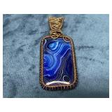 Double-Sided Copper-Wrapped Stone Pendant