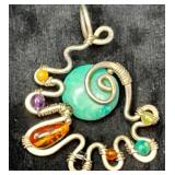 Unmarked Wire-Wrapped Multistone Pendant