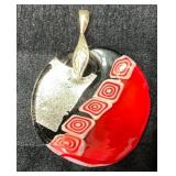 Marked 925 Pendant with Red and Black Glass Design