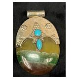 Sterling Silver Pendant with Turquoise and Multico