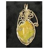 Wire-Wrapped Pendant with Stone Accent