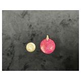 Round Red Pendant with Metal Bail