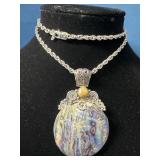 Sterling and Mother of Pearl Pendant with Cabochon