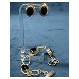 Sterling and Onyx Earrings and Bracelet Set