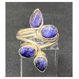 Sterling Silver Ring with Indigo Blue Gemstone Acc